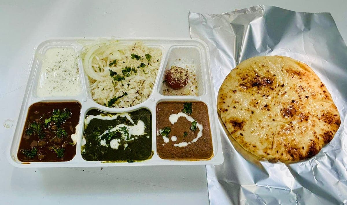 Regular thali feast with naan